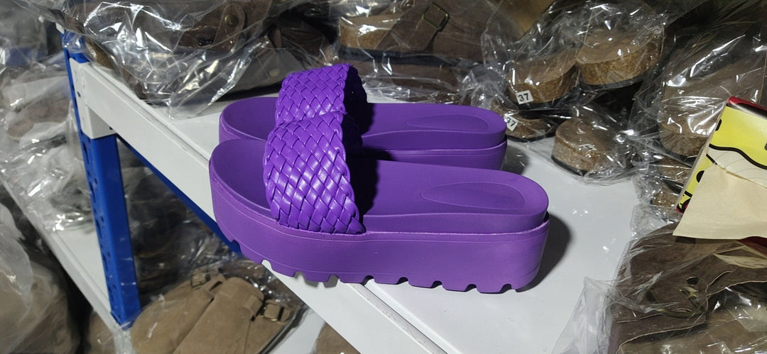 Damen Bequeme und modische Plateau-Sandalen mit geflochtenem Obermaterial Drune