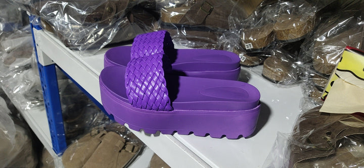 Damen Bequeme und modische Plateau-Sandalen mit geflochtenem Obermaterial Drune