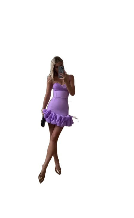 Damen Mini-Kleid mit Rüschensaum Drune