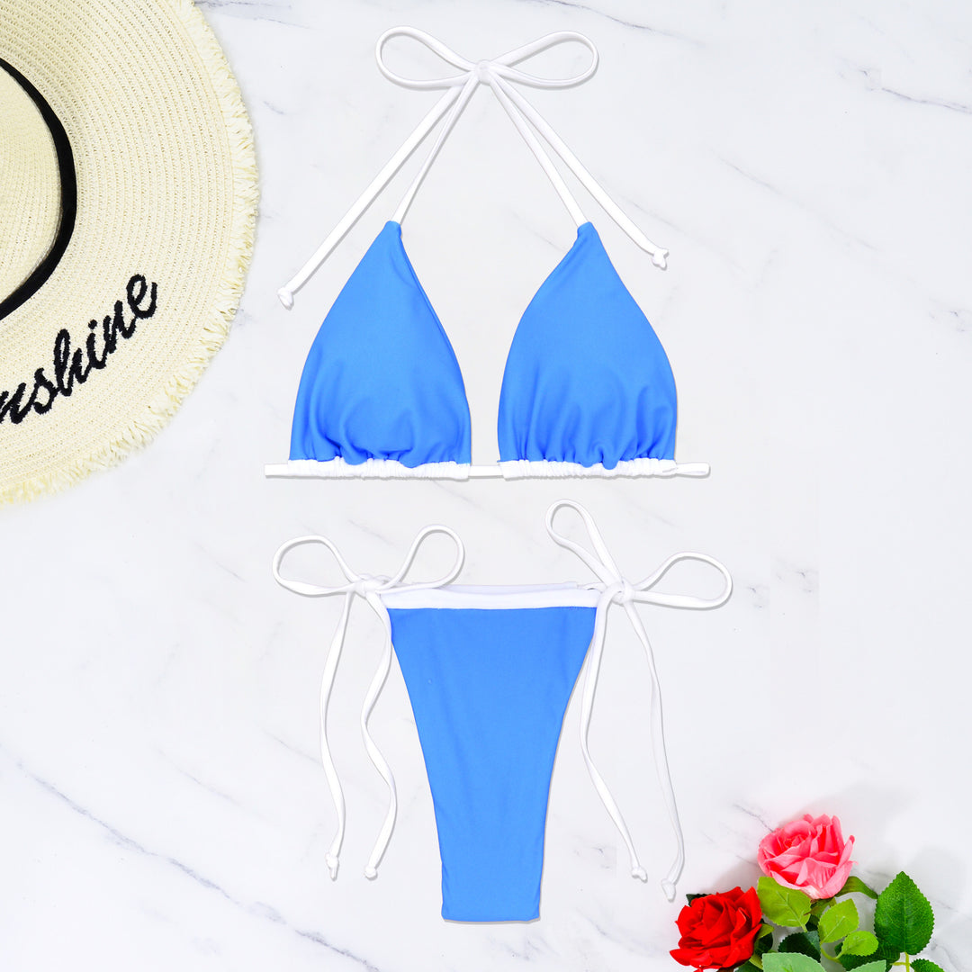 Damen Triangel-Bikini mit verstellbaren Trägern und seitlichem Bindeband Drune
