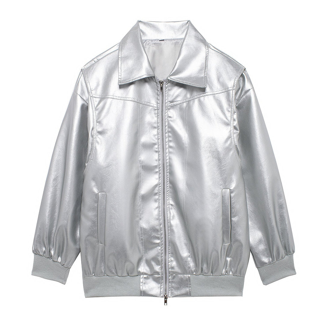 Drune | Damen Faux Leder Jacke Elastische Ärmel