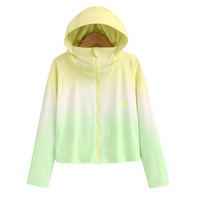 Damen nan ultraleichte Sonnenschutz-Hoodie mit Ombre-Verlauf und kurzem Schnitt Drune