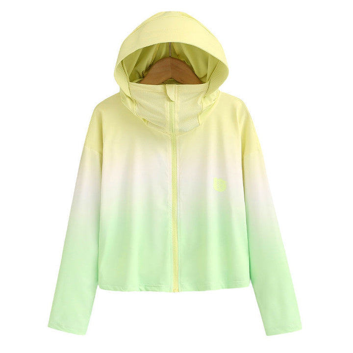 Damen nan ultraleichte Sonnenschutz-Hoodie mit Ombre-Verlauf und kurzem Schnitt Drune