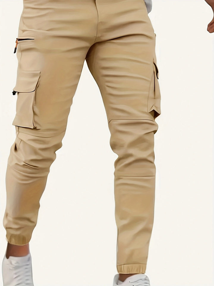 Herren Tapered Cargo-Jogginghose mit Reißverschluss- und Klappentaschen Drune