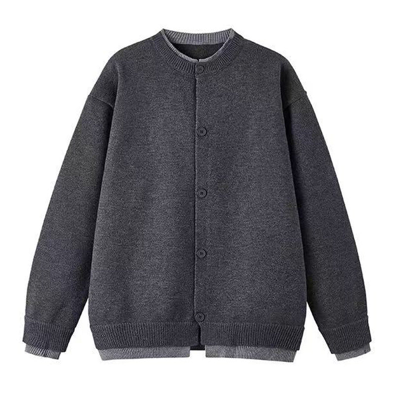 Herren Strickjacke mit Rundhalsausschnitt und Knöpfen Drune