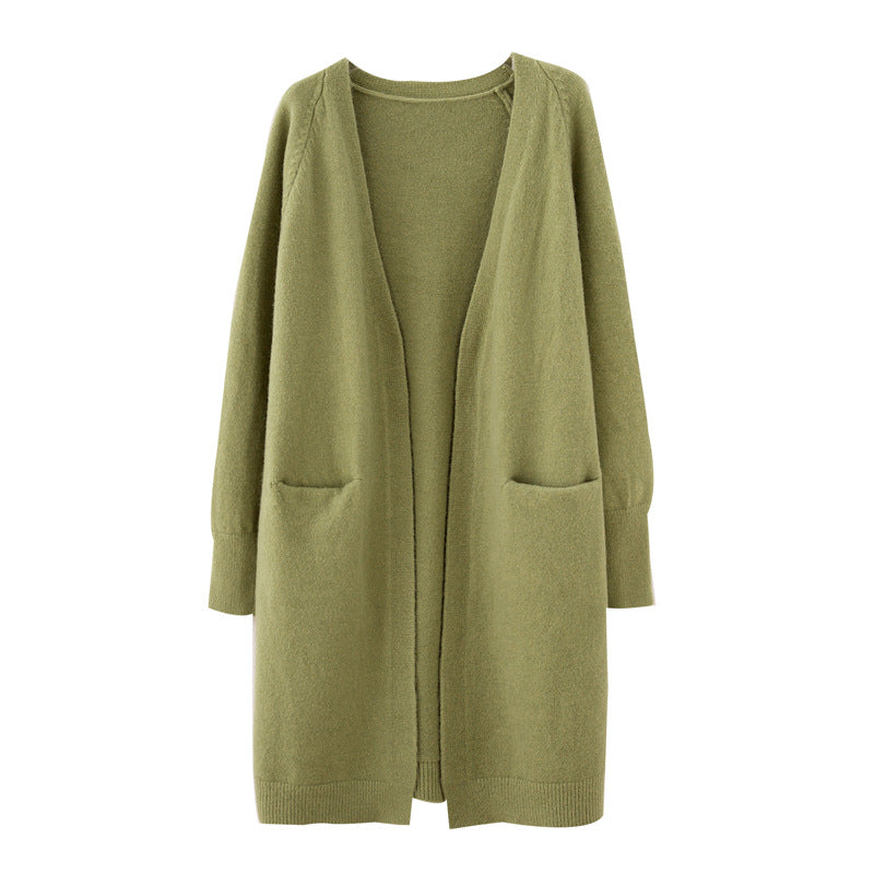 Damen Lässige Strickjacke mit tiefen Taschen und offenem Schnitt Drune
