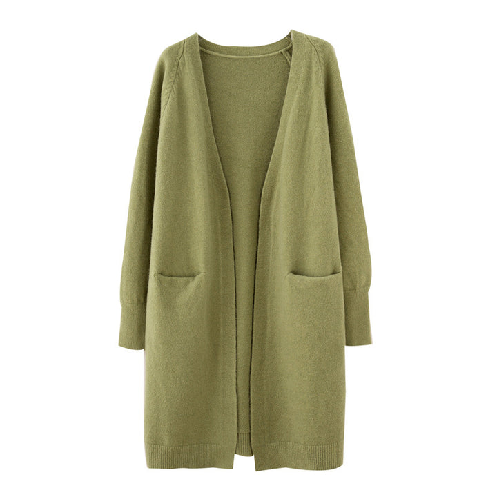 Damen Lässige Strickjacke mit tiefen Taschen und offenem Schnitt Drune