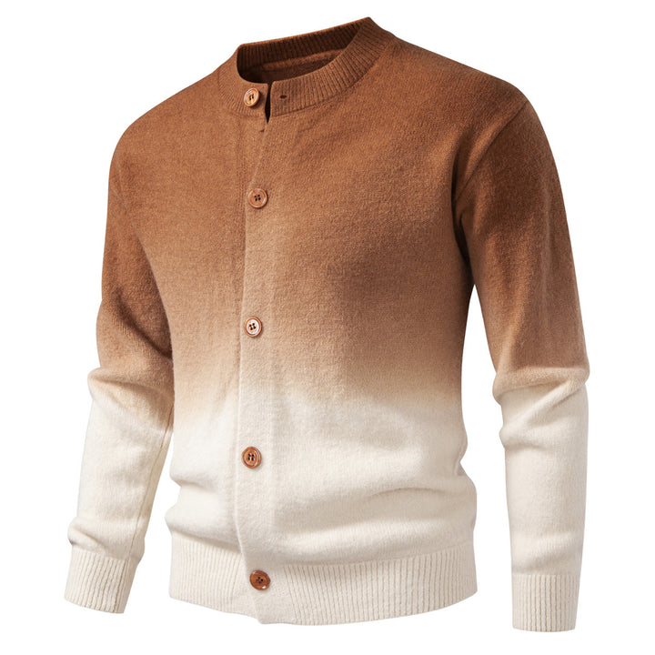Herren Feiner Button-Cardigan mit Ombre-Farbverlauf und Stehkragen Drune