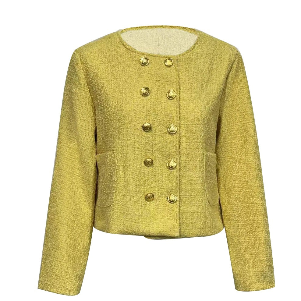 Damen Kurzjacke aus Bouclé mit doppelreihiger Knopfleiste und aufgesetzten Taschen Drune
