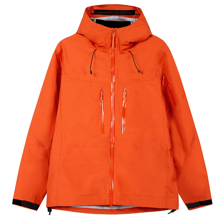 Herren Technische wasserdichte Outdoorjacke mit Kapuze und verschweißten Reißverschlüssen Drune
