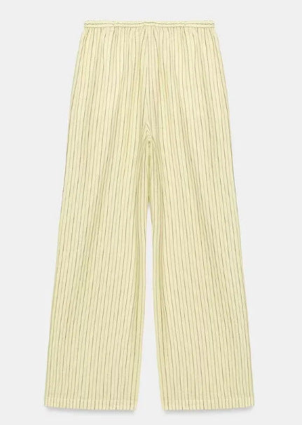 Damen Weite plissierte Loungehose mit elastischem Bund Drune
