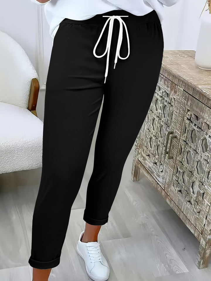 Damen Slim-Fit Jogginghose mit Tunnelzug und Umschlagbündchen Drune