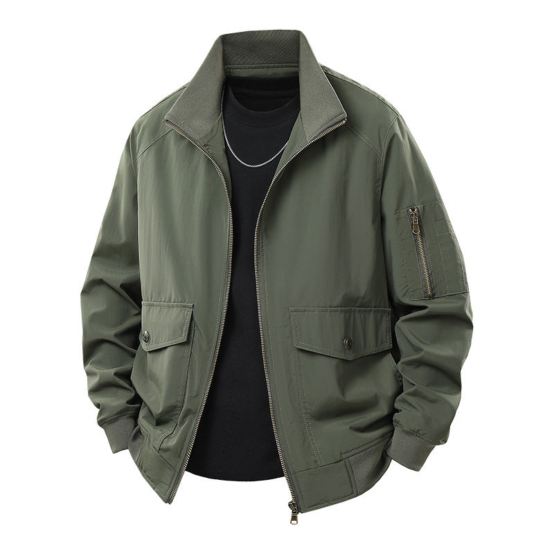 Herren Wind- und Wasserabweisende Urban-Bomberjacke mit Stehkragen und Mehrfach-Taschen Drune