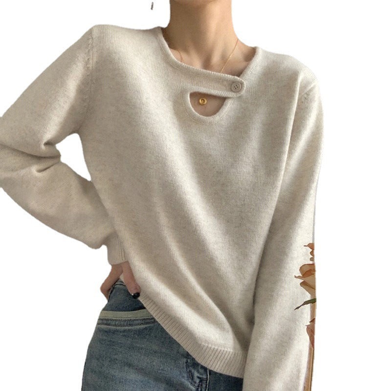 Damen Pullover mit innovativem Knopfdetail und lässigem Schnitt Drune