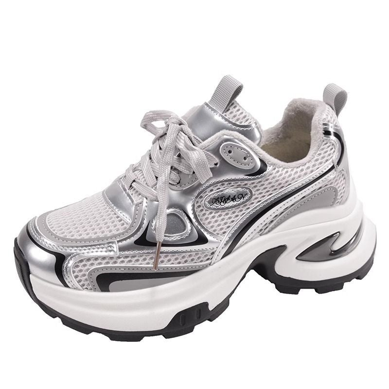 Damen Skulpturale Platform‑Sneaker mit Multi‑Layer Mesh‑ und PU‑Mix Drune