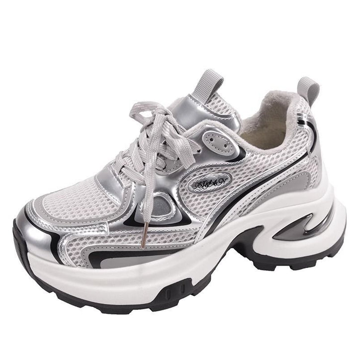 Damen Skulpturale Platform‑Sneaker mit Multi‑Layer Mesh‑ und PU‑Mix Drune