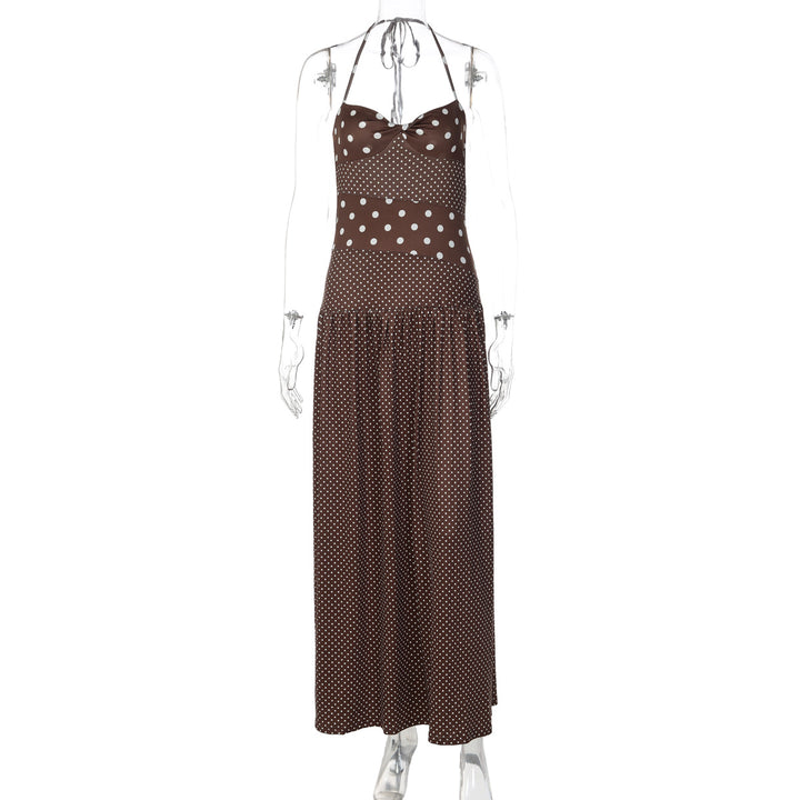 Damen Maxikleid mit verspielten Polka-Dots und schickem Halterdesign Drune