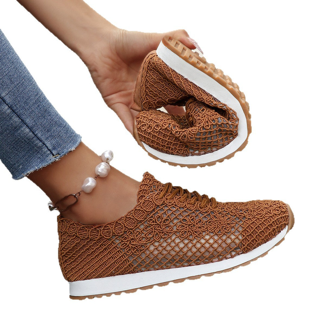 Damen nan atmungsaktive Strick-Run-Sneaker mit gehäkeltem Obermaterial, gepolstertem Komfortfußbett und rutschfester Gummilaufsohle Drune