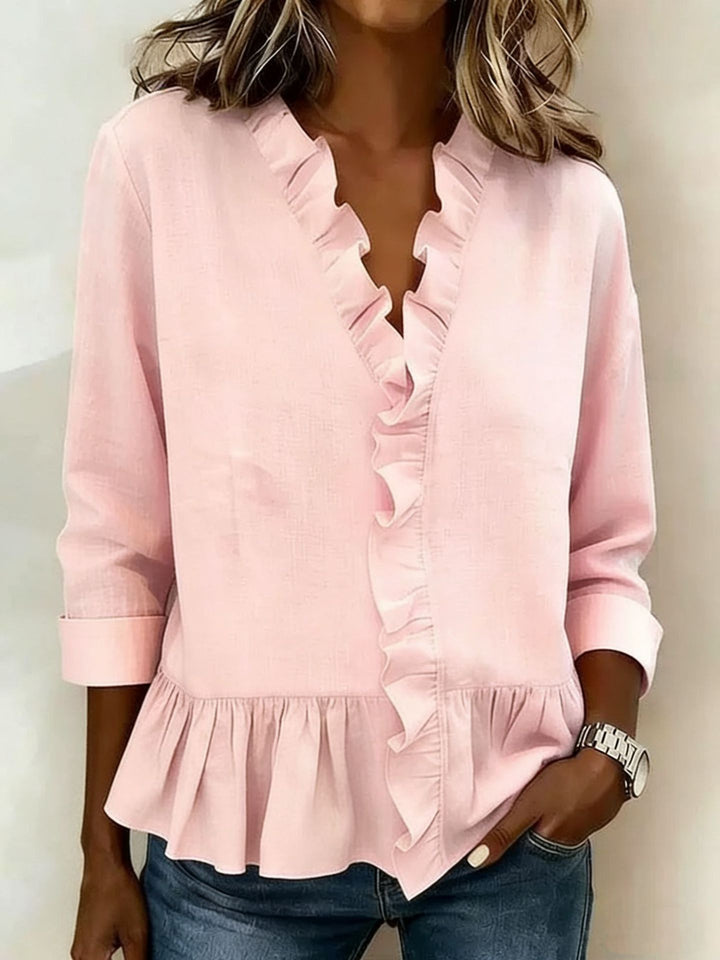 Damen Elegante Bluse mit Rüschen Drune