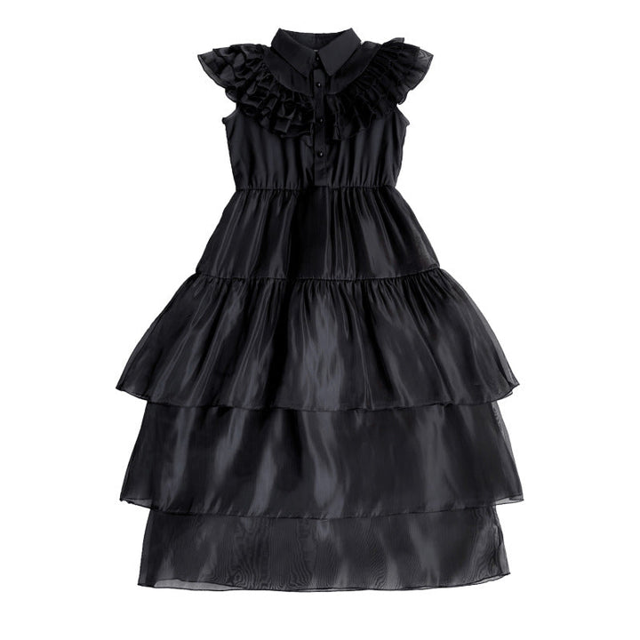 Damen Elegantes Maxi-Kleid mit voluminösen Rüschen und Taillengürtel Drune