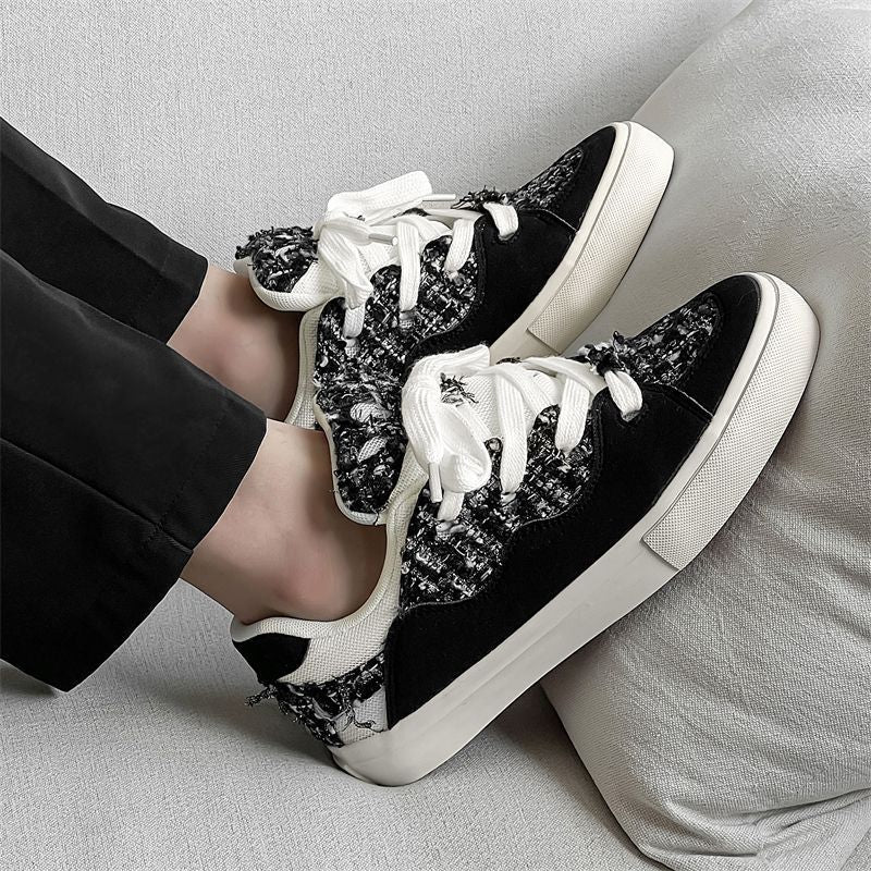 Damen Sneakers mit modischem Tweed-Design und übergroßen Schnürsenkeln Drune