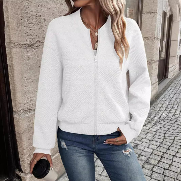 Damen sportliche Bomberjacke mit strukturiertem Design und hohen Bündchen Drune