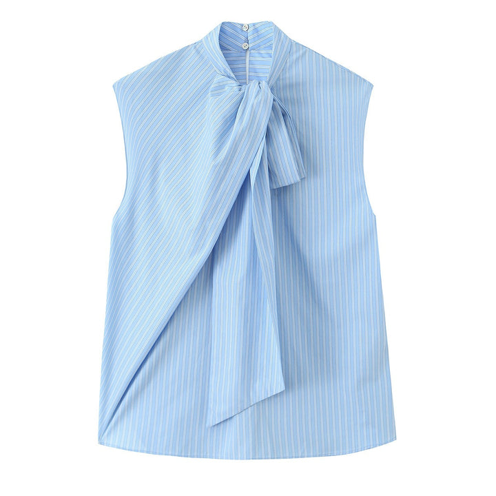 Damen Hemdblusenshirt mit dekorativer Schleife und eleganter Streifenoptik Drune