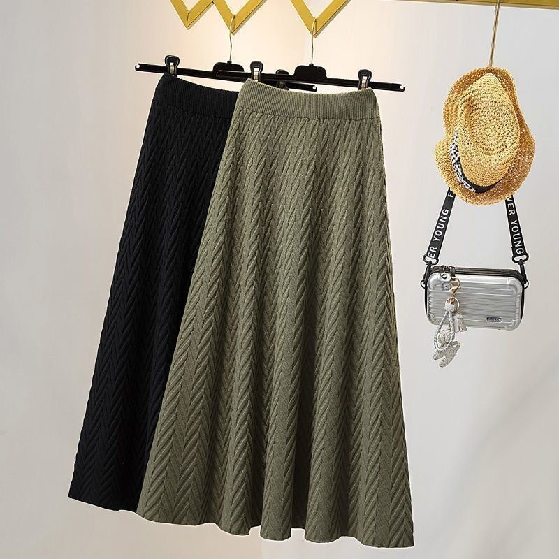 Damen Eleganter Maxirock mit Chevron-Muster Drune