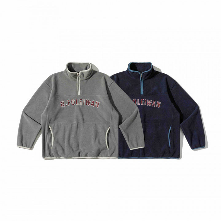Unisex Oversize-Fleecepullover mit Halbzip, Stehkragen und Eingrifftaschen Drune