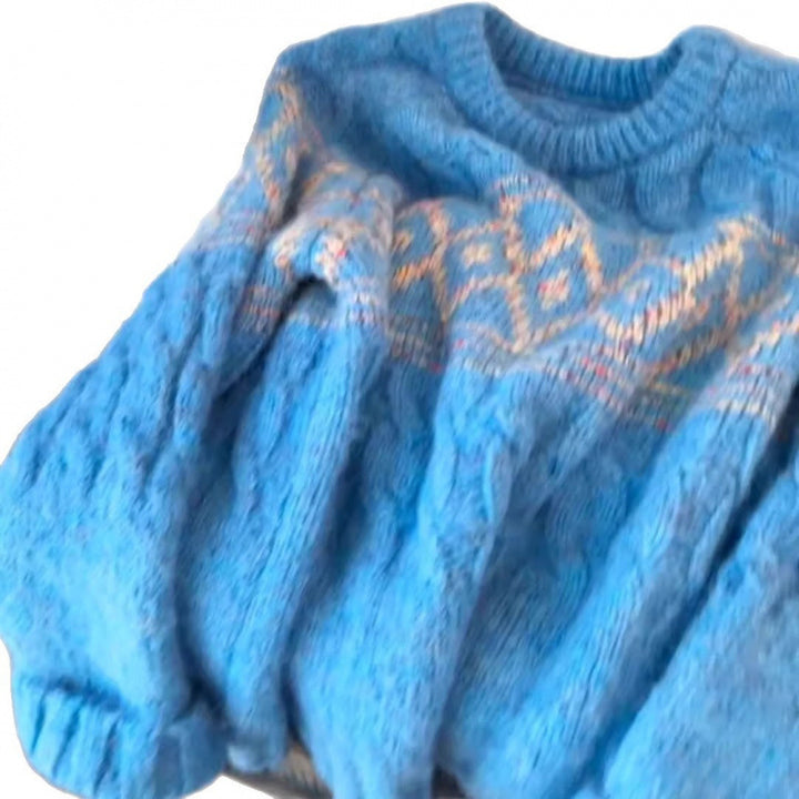 Damen Grobstrickpullover mit nordischem Muster und weichem Material Drune