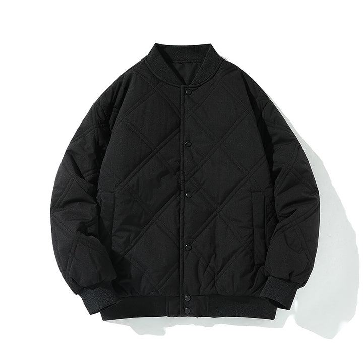 Herren gesteppte College-Blousonjacke mit Rautensteppung, Druckknopfverschluss und gerippten Bündchen Drune