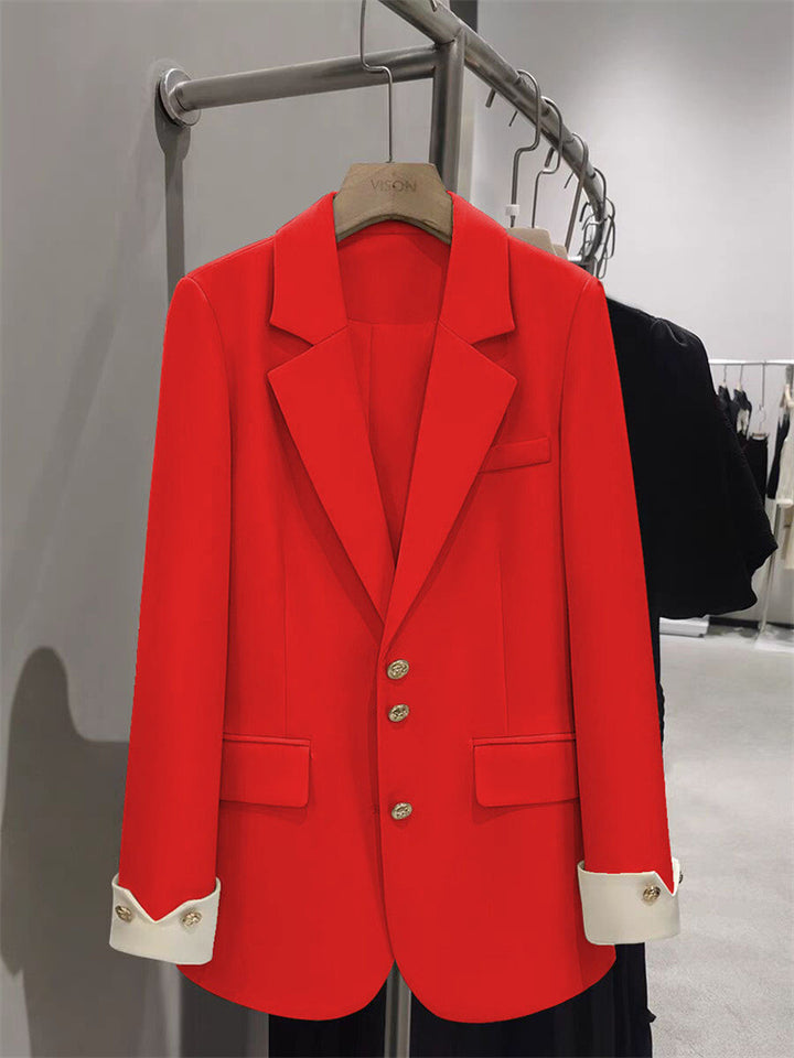 Damen Eleganter Blazer mit goldenen Knopfdetails Drune
