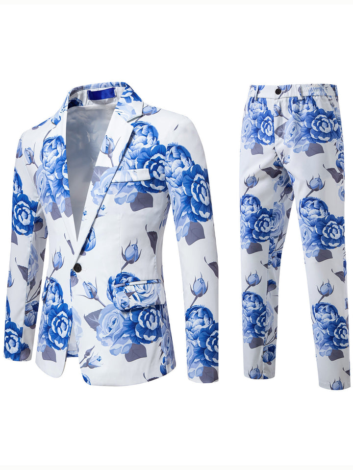 Damen Zweiteiliges Anzugset mit floraler Allover‑Print-Optik, tailliertem Sakko und schmaler Hose Drune