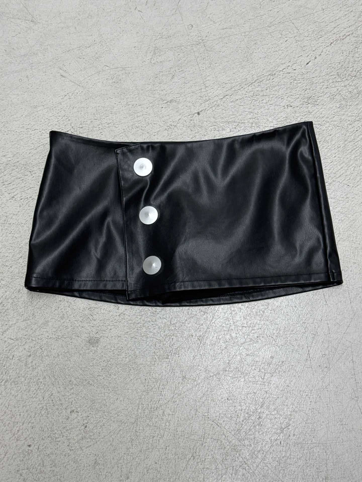 Damen Minirock aus Kunstleder mit Knopfdetails Drune