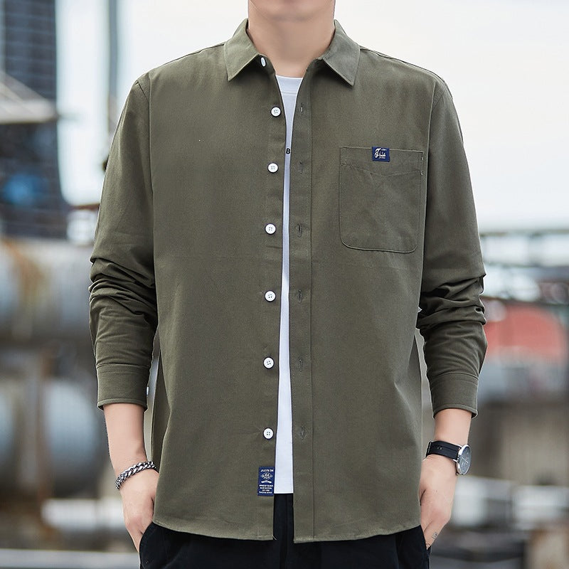 Herren Baumwoll-Overshirt im Casual-Look mit Brusttasche & Hemdkragen Drune