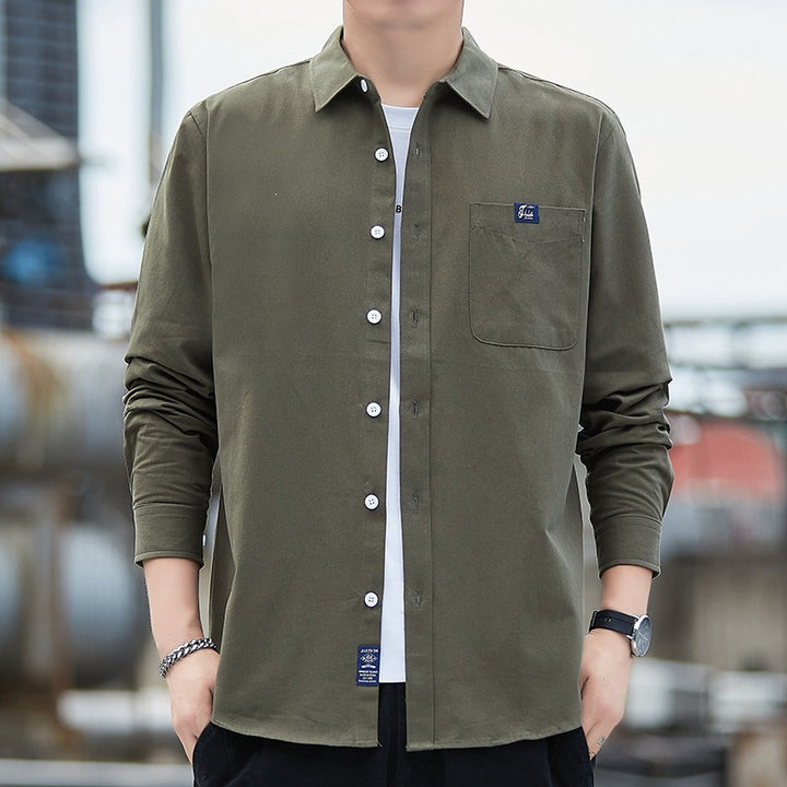 Herren Baumwoll-Overshirt im Casual-Look mit Brusttasche & Hemdkragen Drune