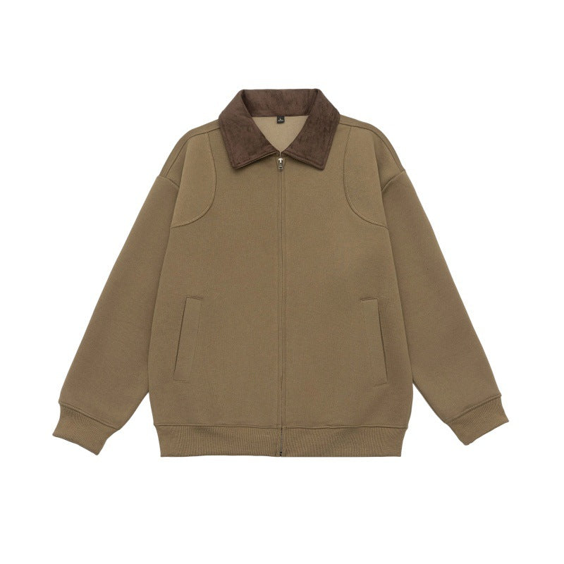 Unisex Oversize-Zipjacke mit Cordkragen und eingearbeiteten Eingrifftaschen Drune