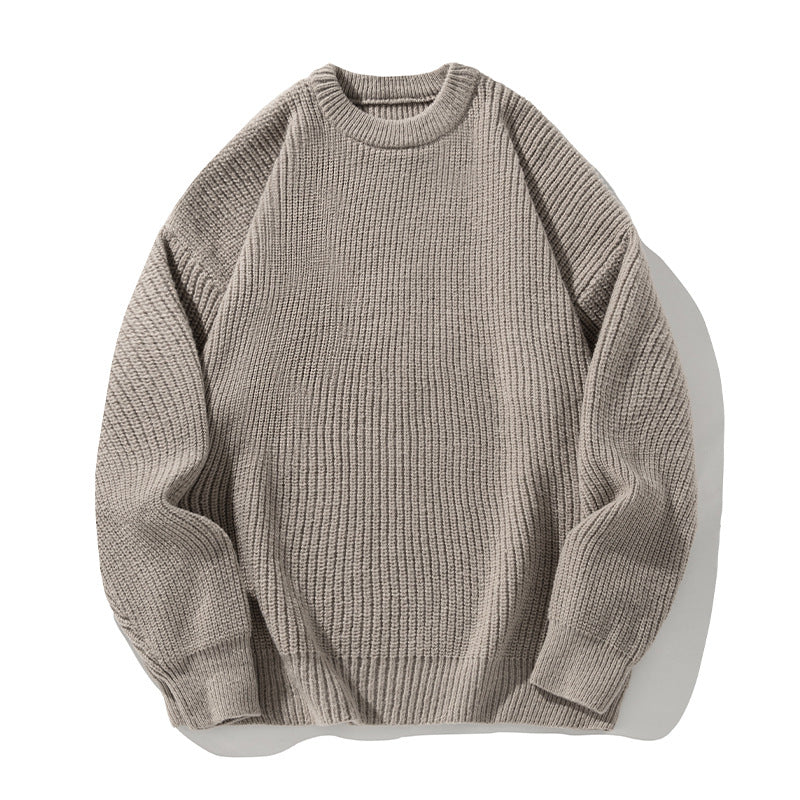 Unisex Grobstrick-Rundhalspullover mit Drop-Shoulder und markanter Rippenstruktur Drune