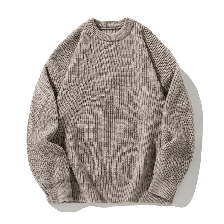 Unisex Grobstrick-Rundhalspullover mit Drop-Shoulder und markanter Rippenstruktur Drune
