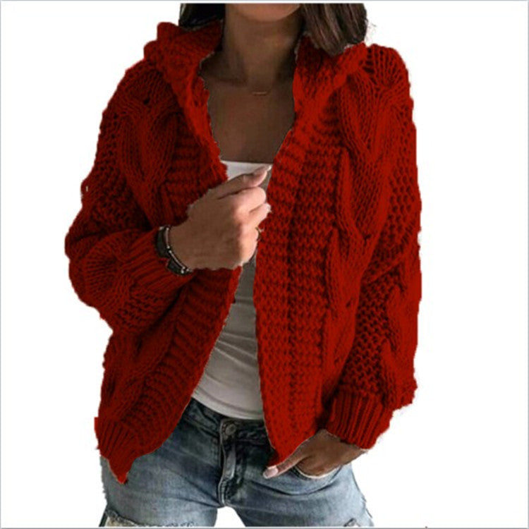 Damen Grobstrickcardigan mit offenem Kragen und voluminösen Ärmeln Drune
