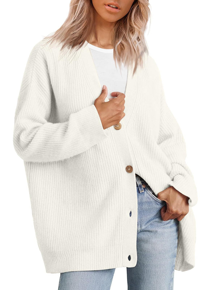 Drune | Cardigan - Damen Herbst gestreifter Knopf-gefüllter Strick-Cardigan