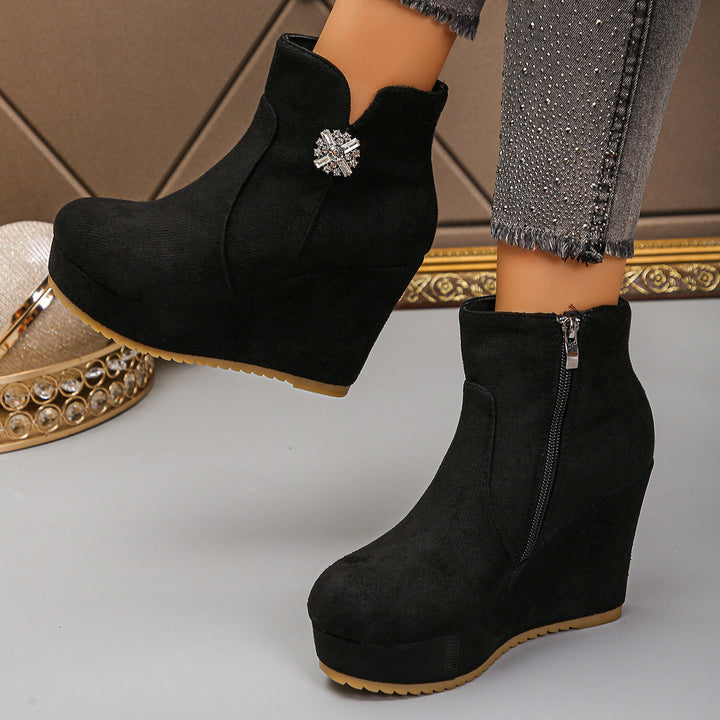 Damen Wedge-Stiefeletten mit Glamourösen Verzierungen Drune