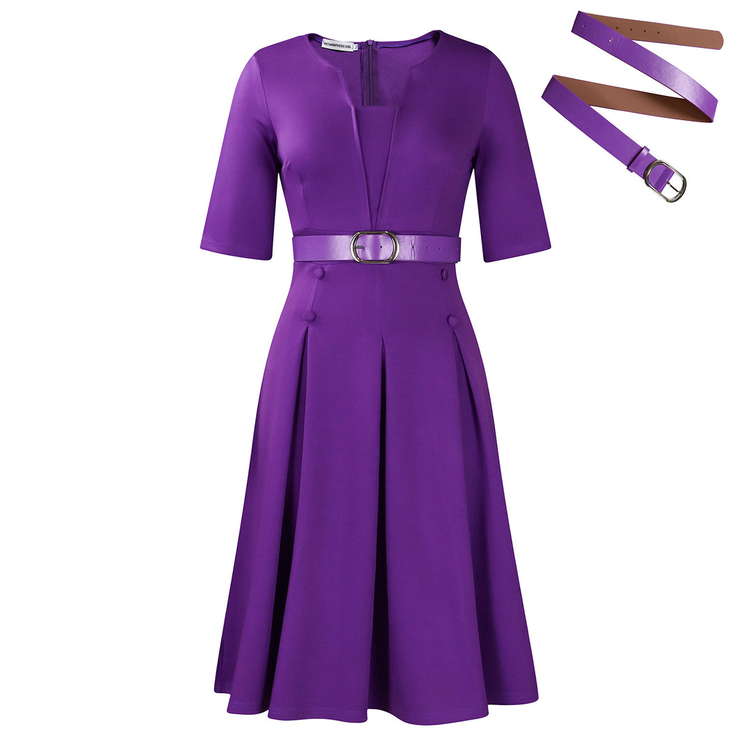 Damen Kleid mit elegantem schwingenden Rock und tailliertem Oberteil Drune