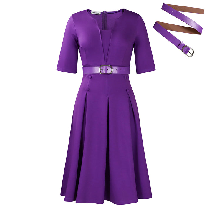 Damen Kleid mit elegantem schwingenden Rock und tailliertem Oberteil Drune