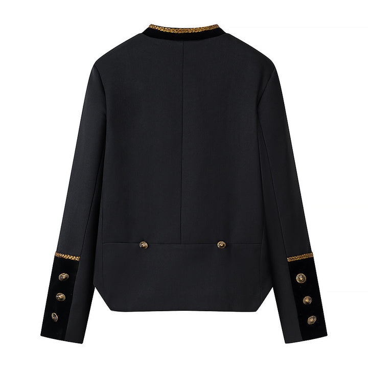 Damen Military-inspirierte Kurzjacke mit goldenen Zierborten Drune