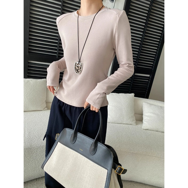 Damen Langarmshirt mit stilvollem Rundhalsausschnitt und modischen Daumenlöchern Drune