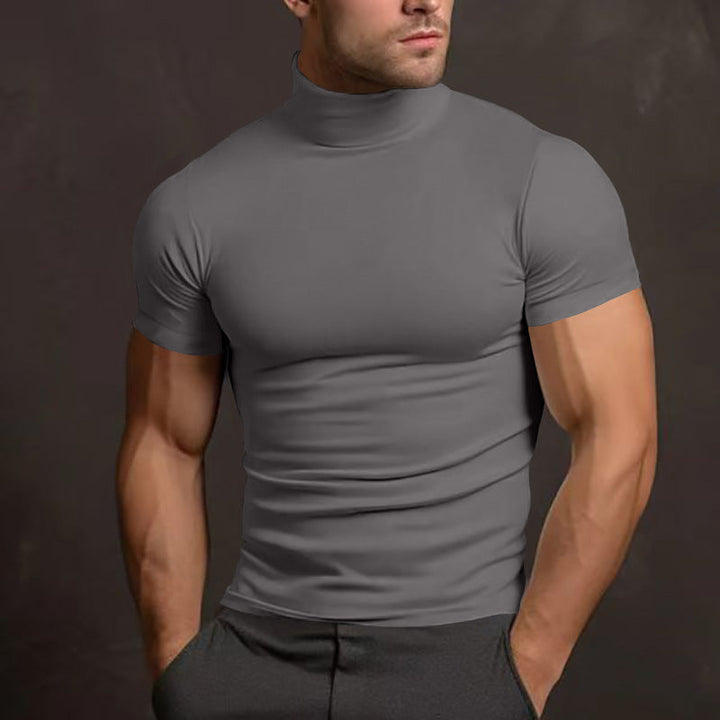 Herren nan körperbetontes elastisches Kurzarm-Rollkragenoberteil Drune