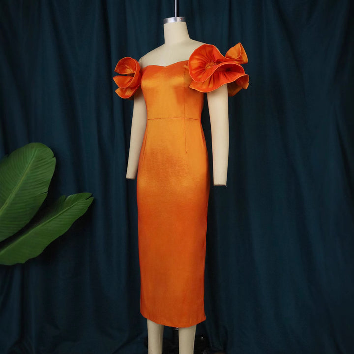 Damen Figurnahes Spitzenkleid mit voluminösen Rüschensäumen Drune