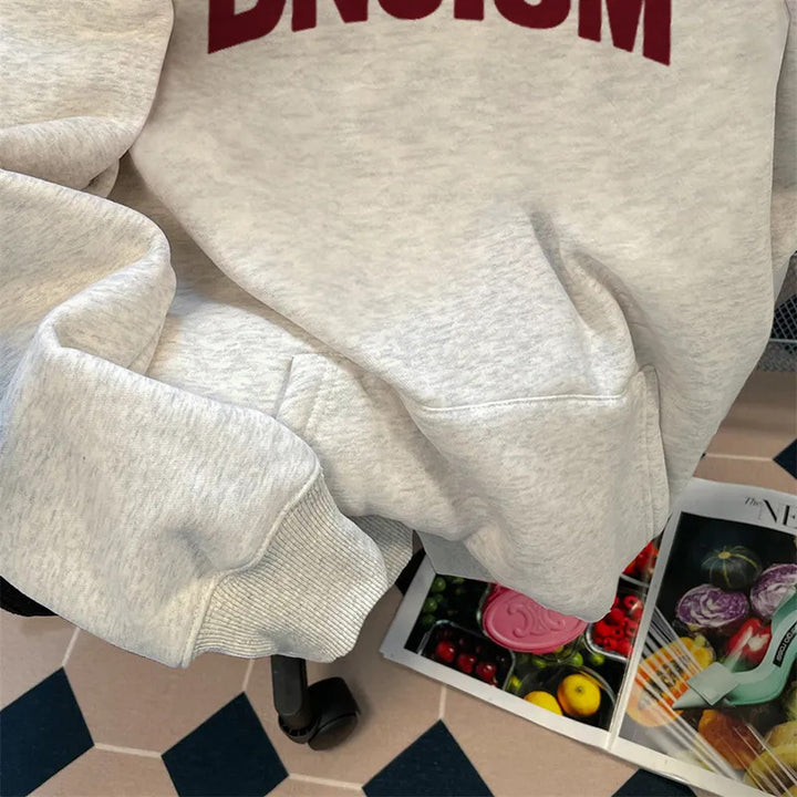Damen Kapuzenpullover mit großem Schriftzug Drune
