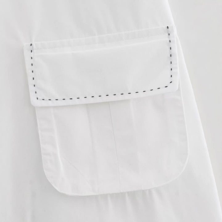 Damen Hemdbluse mit Puffärmeln, aufgesetzten Brusttaschen und dekorativer Naht Drune